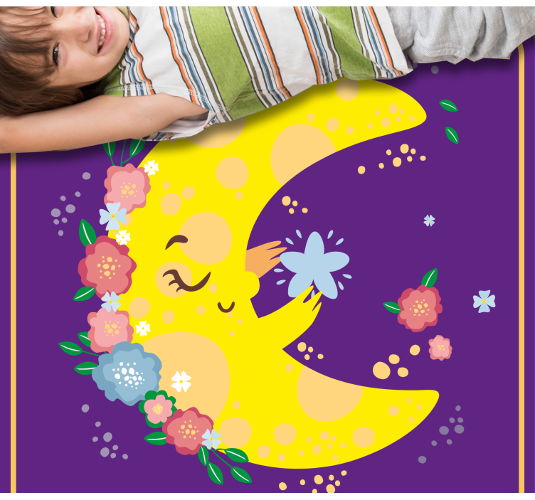 Cheerful Moon Blossom star vinyl rug - TenStickers