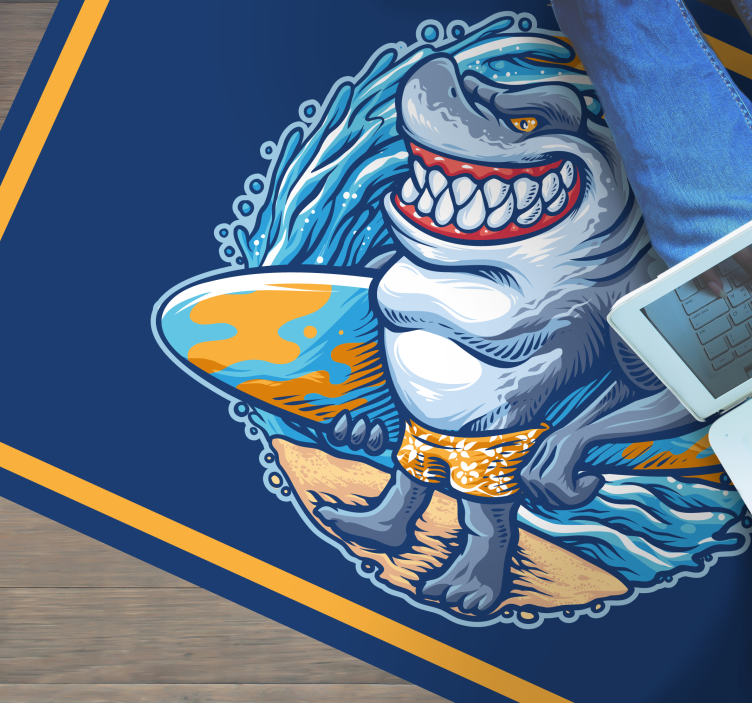 Cheerful Shark Character teen vinyl rug - TenStickers