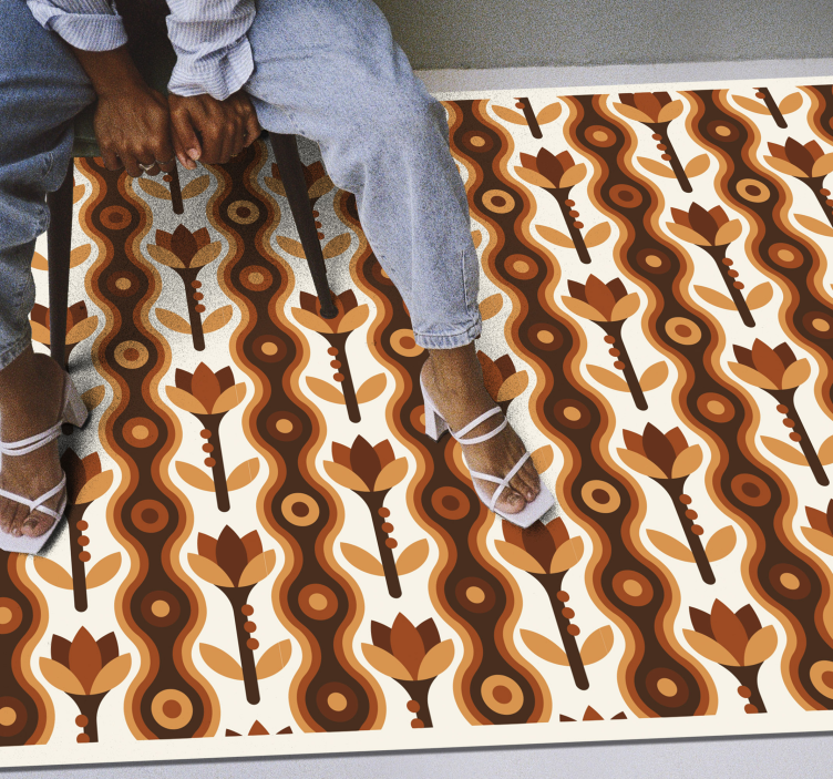 Chic botanical ripples floral vinyl rug - TenStickers