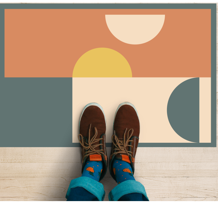 Circles and Rectangles modern vinyl rug - TenStickers