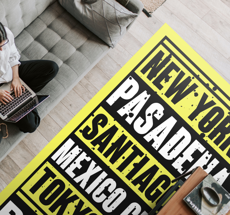 Cities Text Overlay custom rug - TenStickers