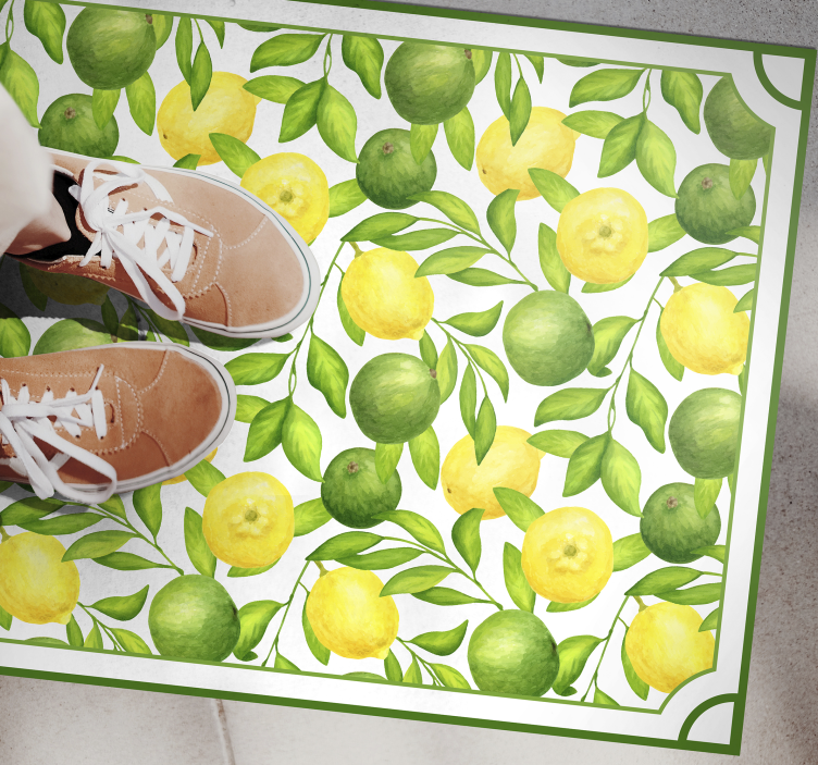 Citrus leaf pattern kitchen vinyl rug - TenStickers