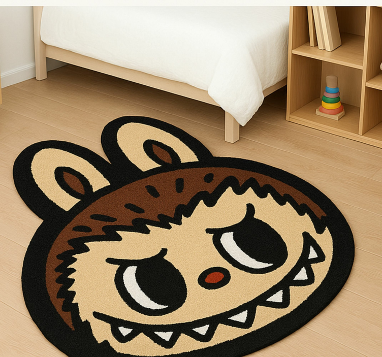 Classic brown Labubu kids vinyl rug - TenStickers