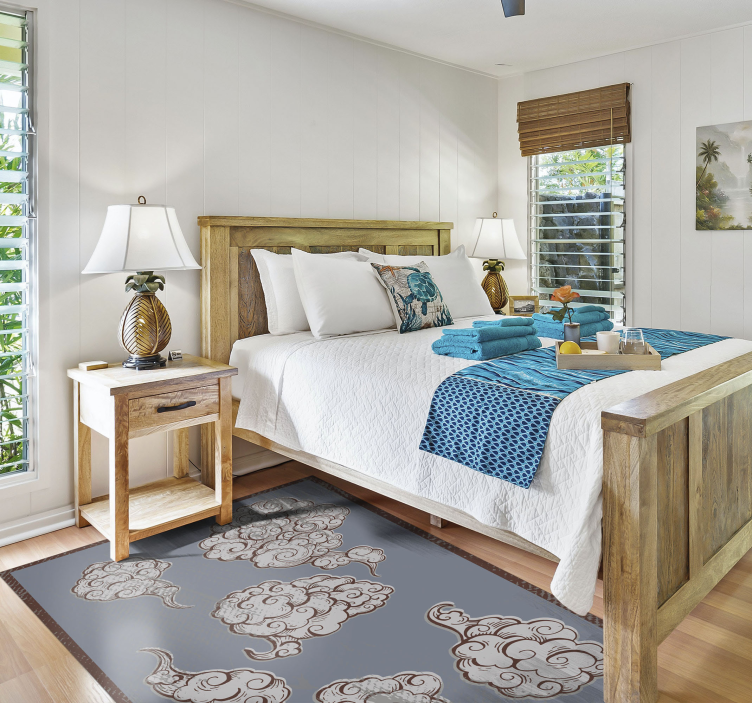 Clouds with swirls nature vinyl rug - TenStickers