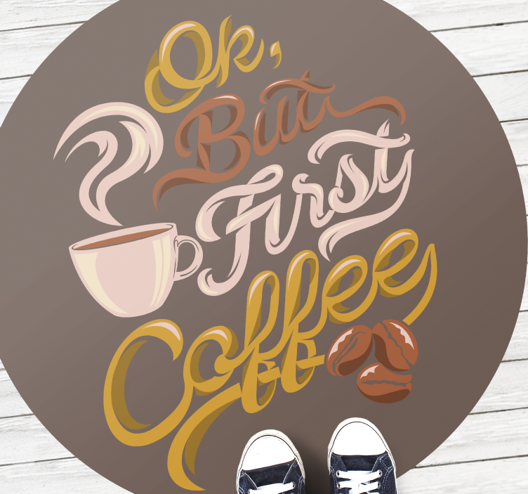 Coffee-Themed Typography custom rug - TenStickers