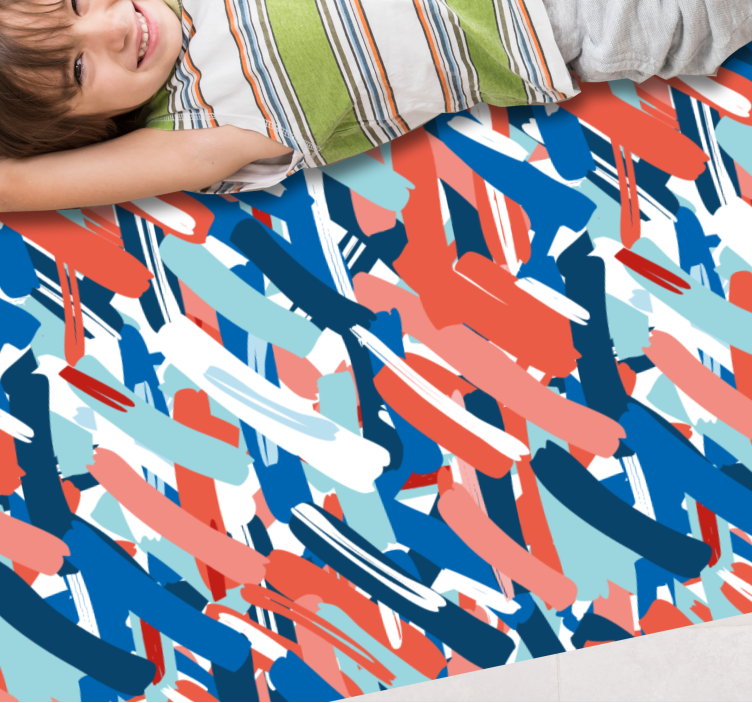 Modern vinyl rug with vibrant brushstrokes - TenStickers