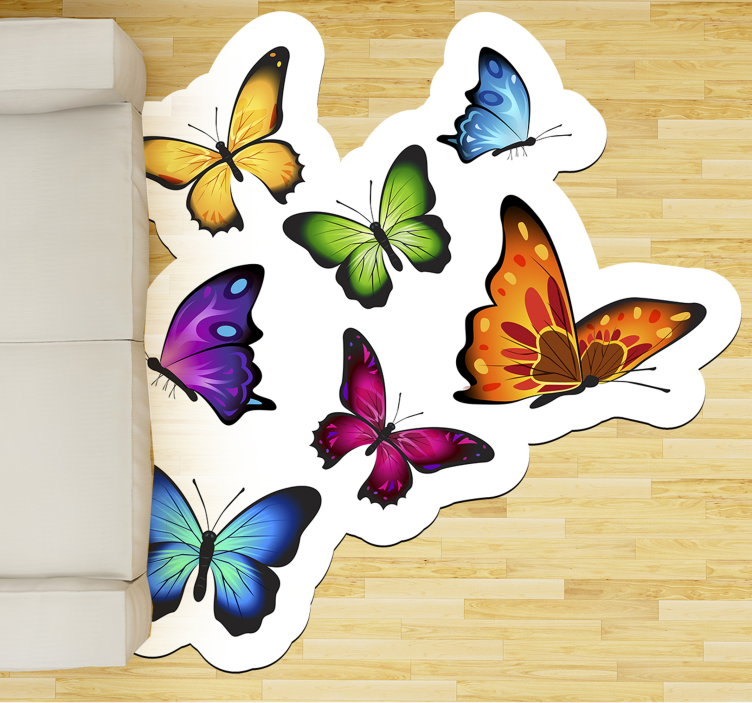 colorful butterfly collection animal mat - TenStickers