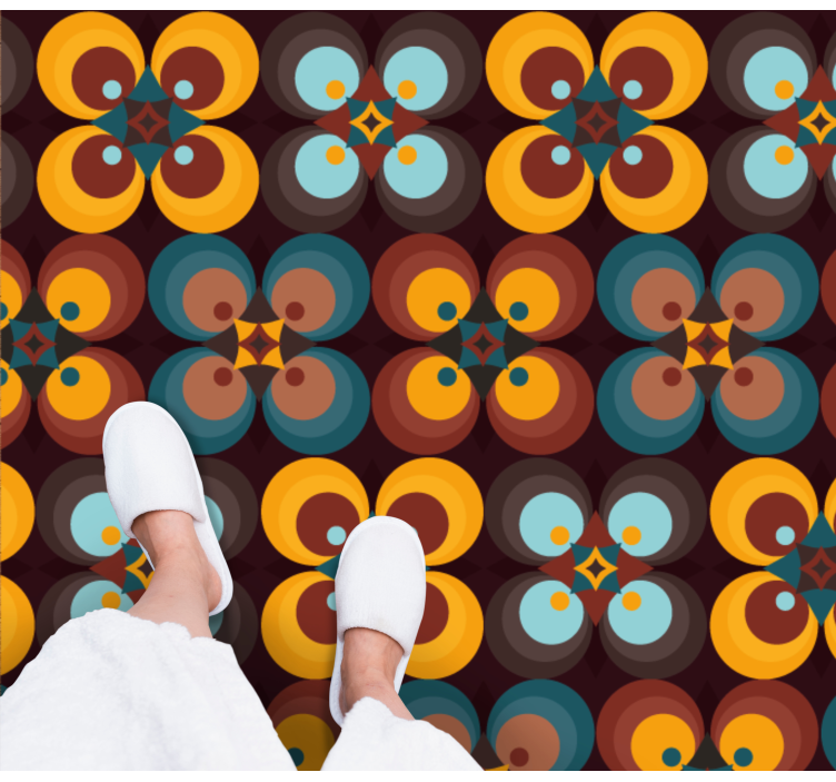 Colorful Circular Pattern tile vinyl rug - TenStickers