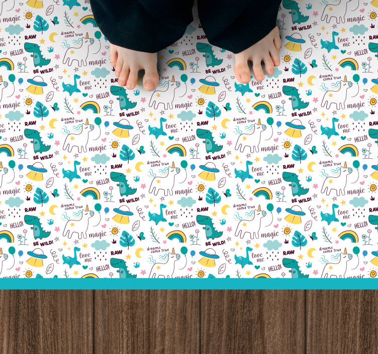 Colorful Dino Adventure nursery vinyl rug - TenStickers