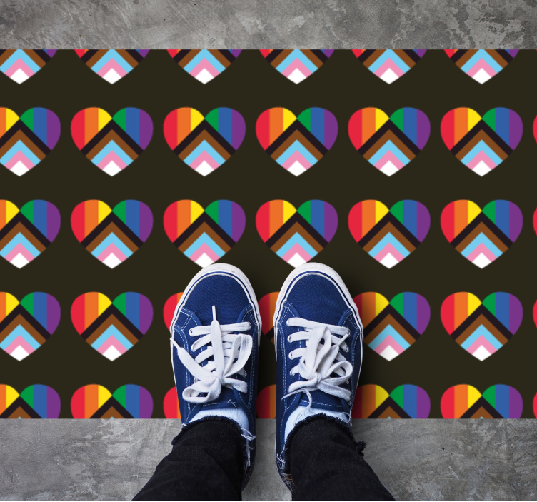 Colorful heart patterns teen vinyl rug - TenStickers