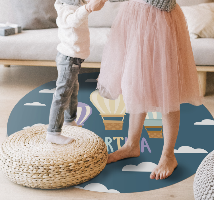 Air balloons with name kids vinyl rug - TenStickers
