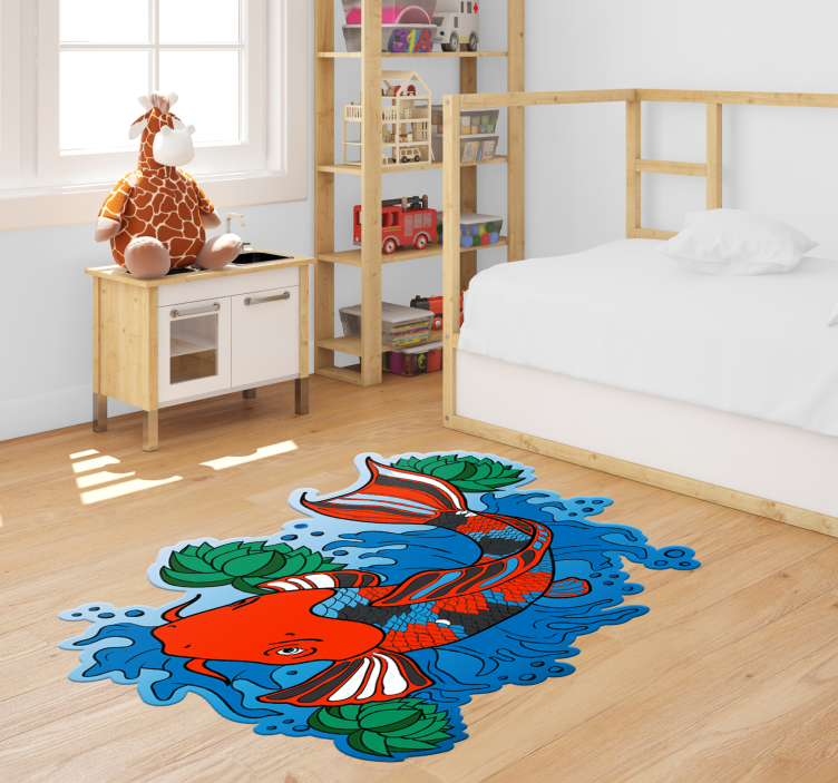 Colorful Koi Fish Illustration animal mat - TenStickers