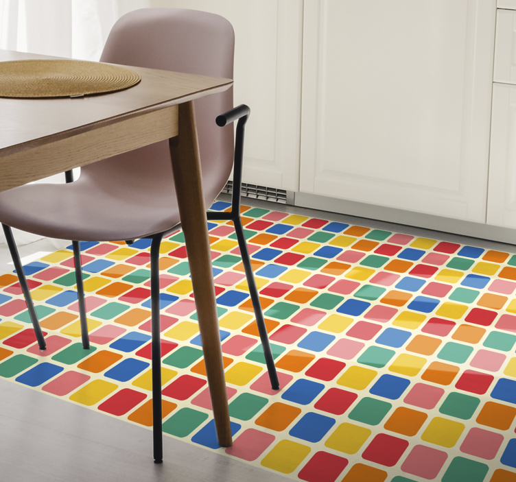 Colorful Mosaic Squares geometric vinyl rug - TenStickers