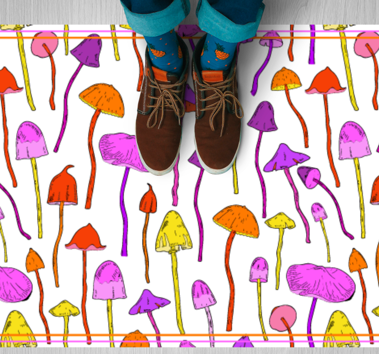 Colorful Mushroom Illustrations nature vinyl rug - TenStickers