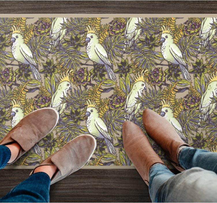 Colorful Parrots Pattern floral vinyl rug - TenStickers