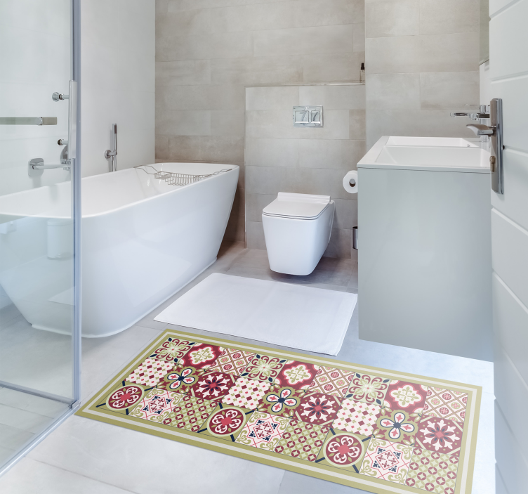 Colorful Patterned Motifs bathroom vinyl rug - TenStickers