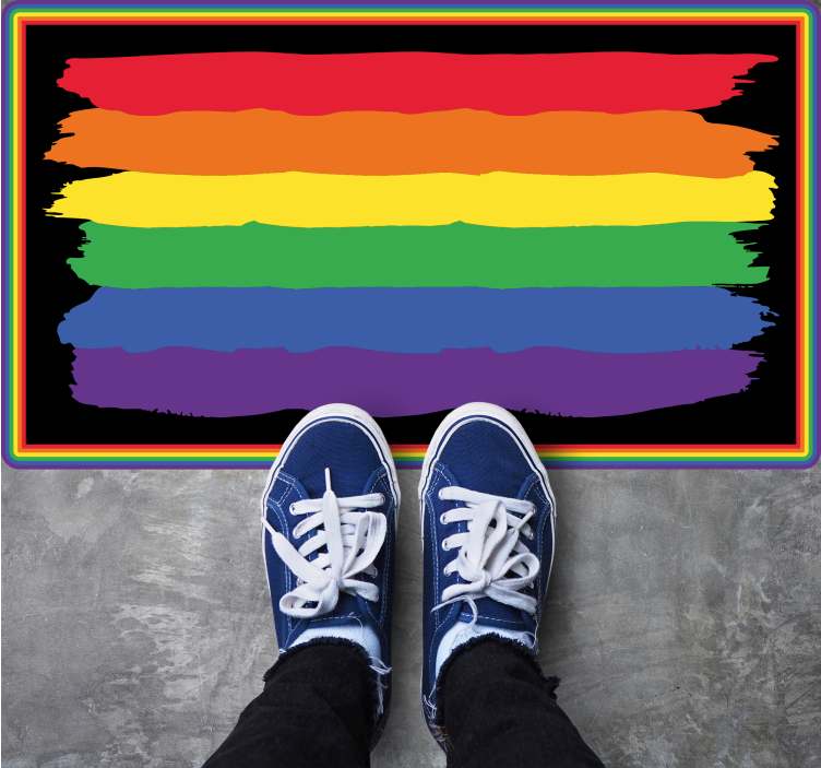 Colorful Rainbow Stripes striped vinyl rug - TenStickers