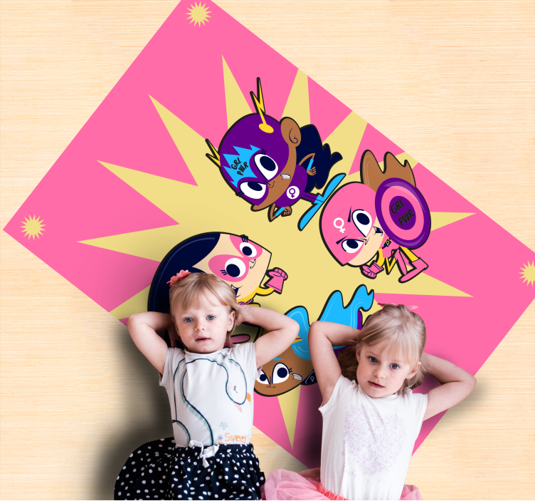 Colorful Superhero Characters playroom carpet - TenStickers