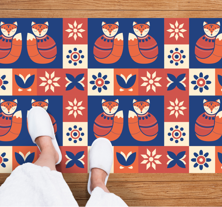Colourful Fox Patterns kids vinyl rug - TenStickers