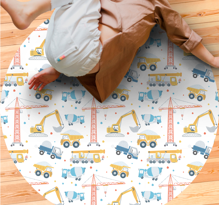Construction vehicles kids vinyl rug - TenStickers