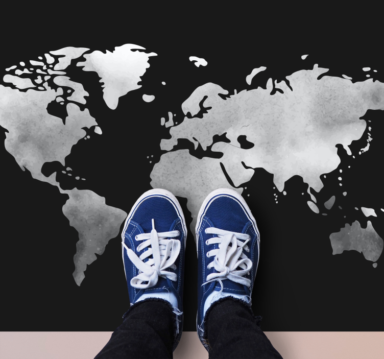 gray metal effect world map vinyl rug - TenStickers