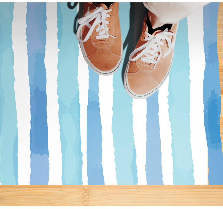 Set Cool Blue striped vinyl rug - TenStickers
