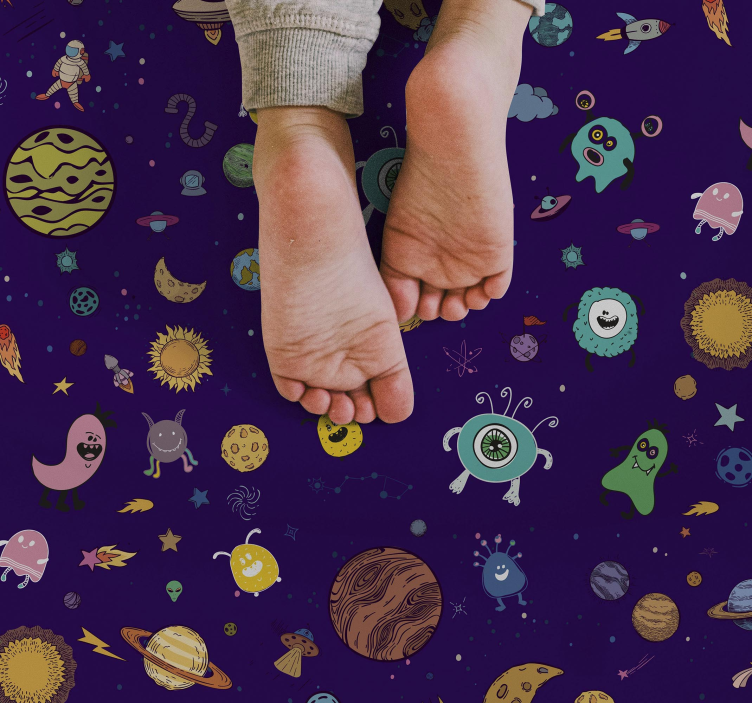 Cosmic Creatures Adventure kids vinyl rug - TenStickers