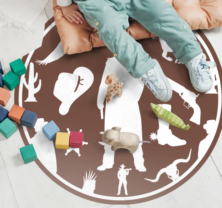 Cowboy Silhouette kids vinyl rug - TenStickers
