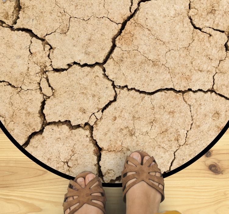 Cracked earth pattern textured vinyl rug - TenStickers