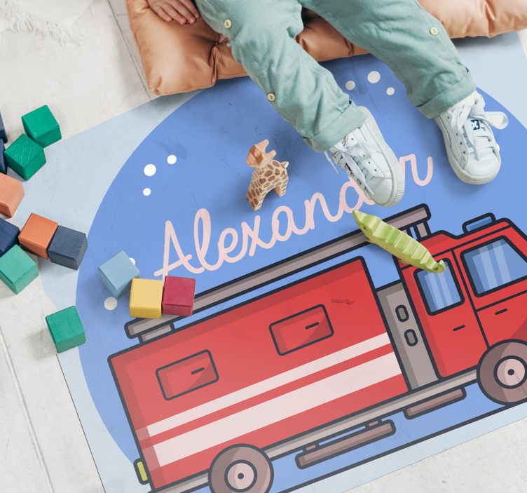 Custom Firetruck custom vinyl rug - TenStickers