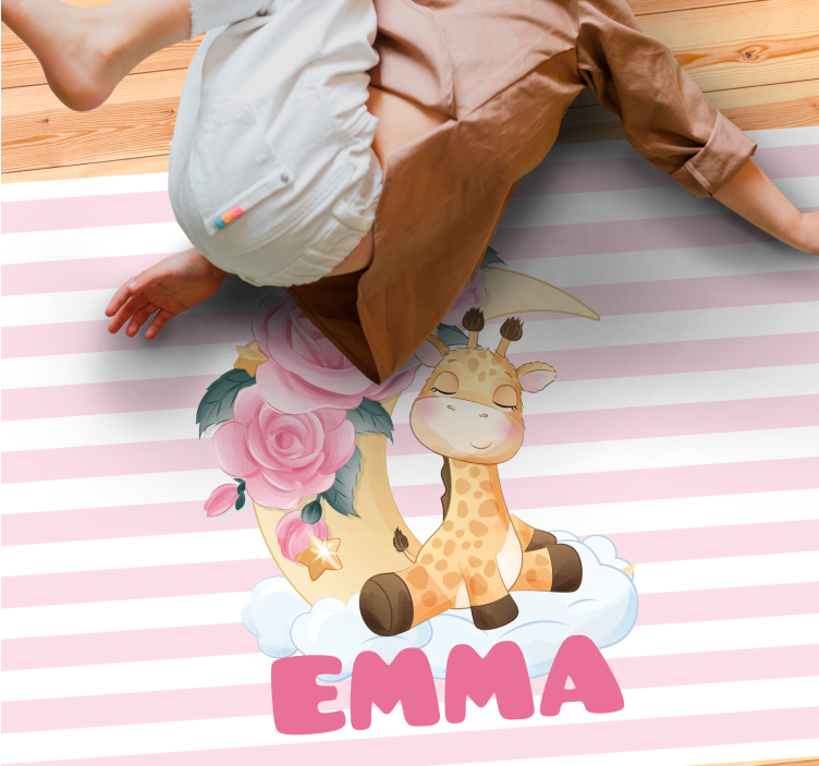 Custom happy giraffe nursery vinyl rug - TenStickers