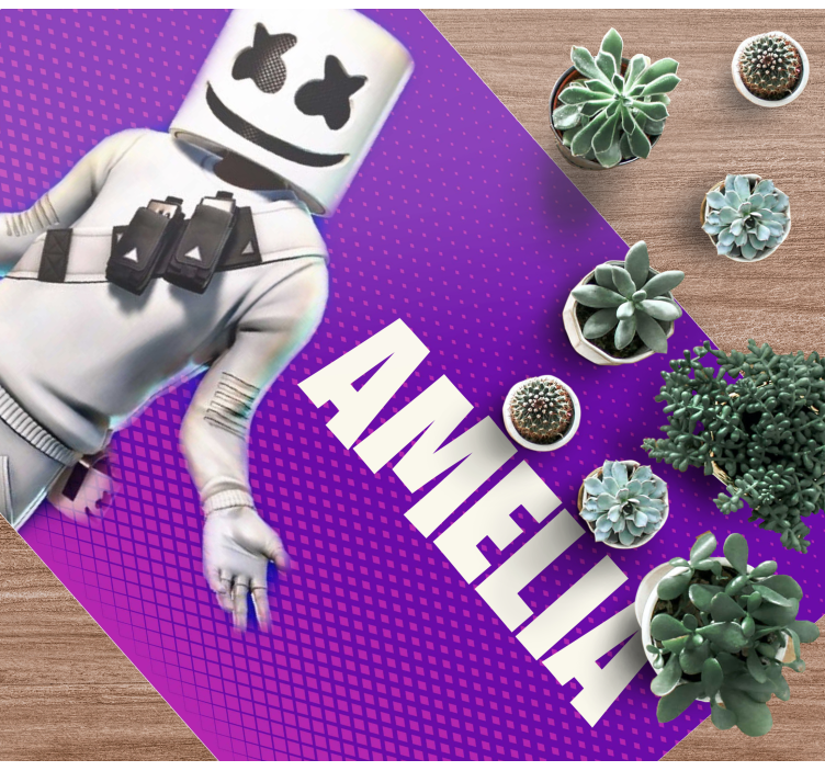 DJ figure with name teen vinyl rug - TenStickers