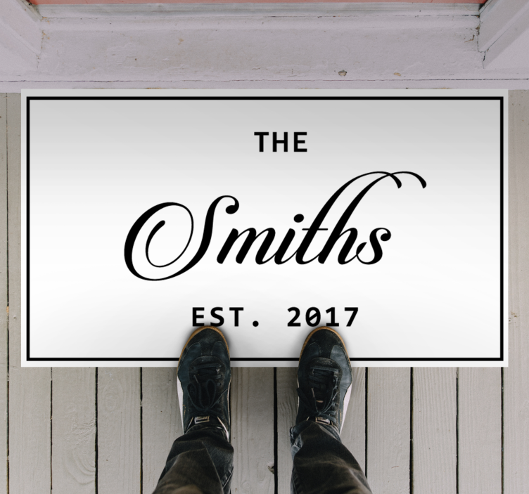 White custom family design entrance hall vinyl rug - TenStickers