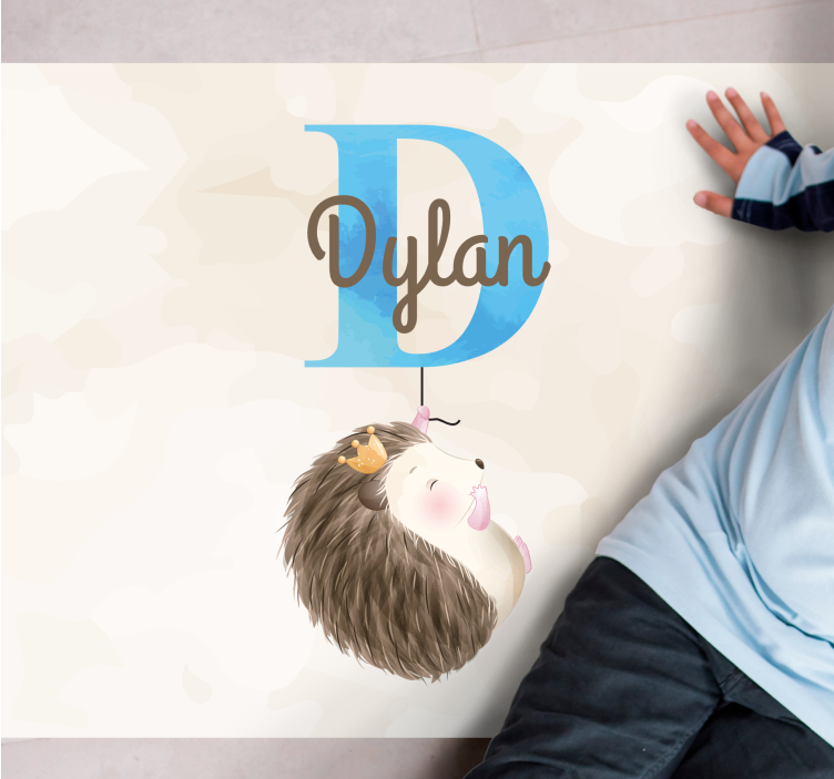 Cute Hedgehog Initial custom vinyl rug - TenStickers