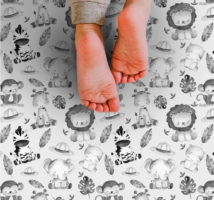 Cute Jungle Animals kids vinyl rug - TenStickers