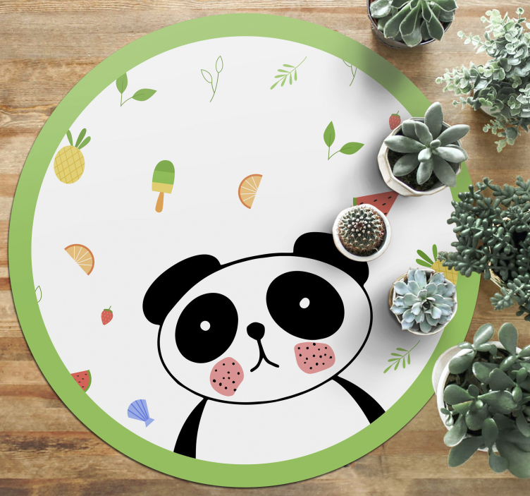 Cute Panda Circle kids vinyl rug - TenStickers