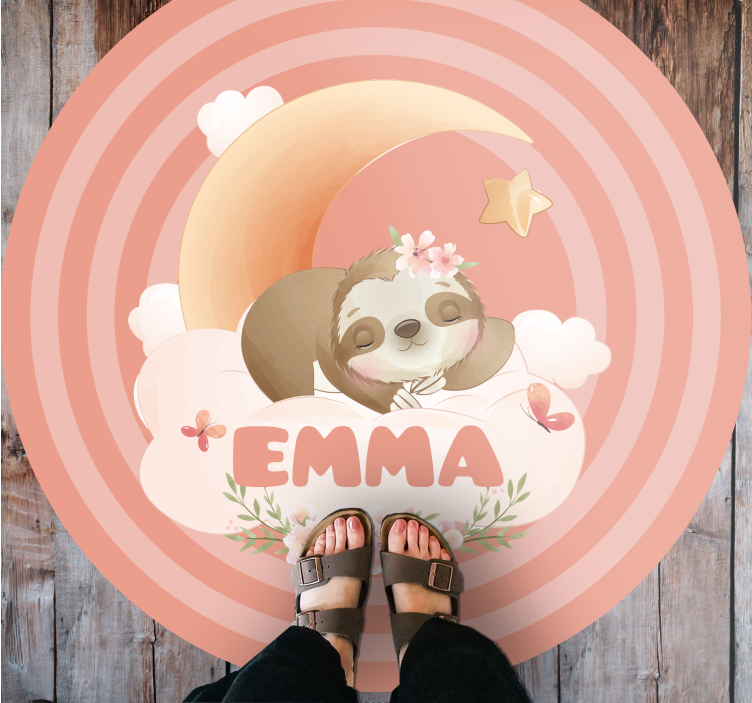 Cute Sloth Design custom vinyl rug - TenStickers