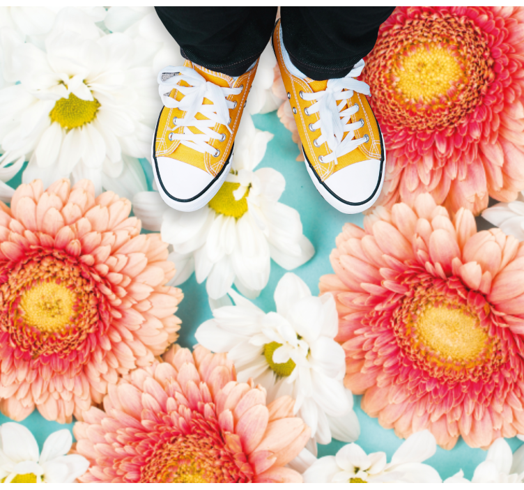 Daisy flowers close up floral vinyl rug - TenStickers