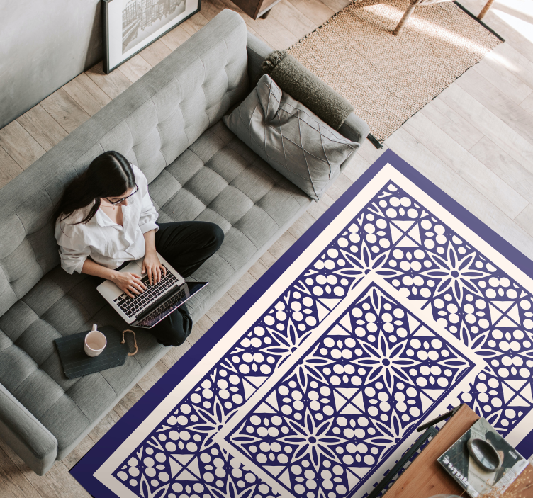 Decorative Geometric Pattern tile vinyl rug - TenStickers