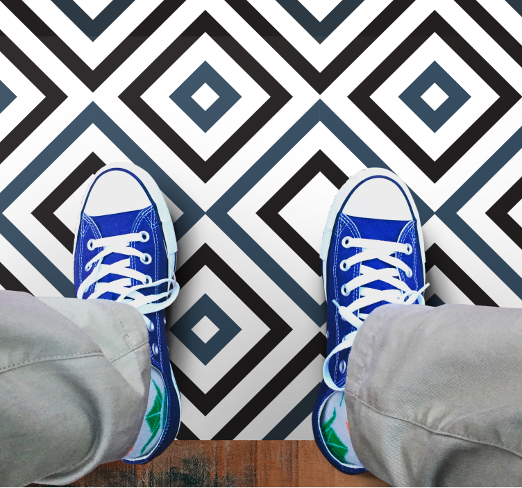 Diamond Contrast geometric vinyl rug - TenStickers