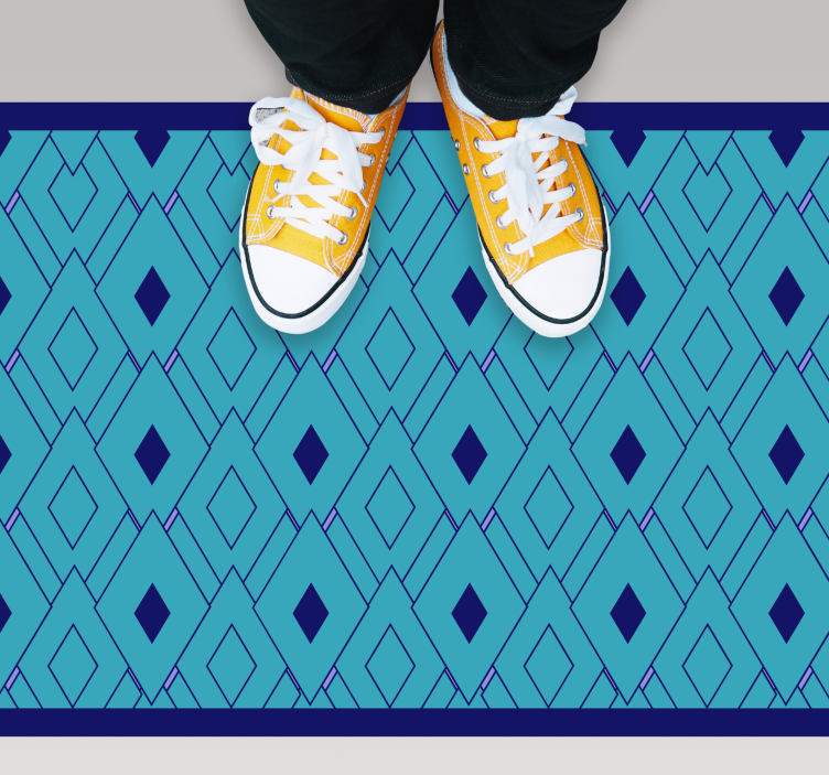 Blue diamond elements geometric vinyl rug - TenStickers