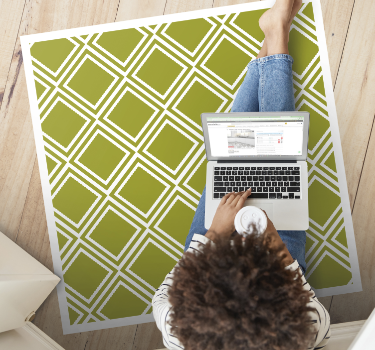 Diamond Pattern Motif geometric vinyl rug - TenStickers