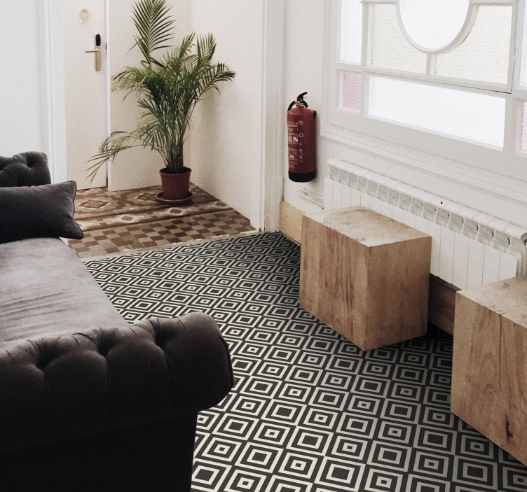 Diamond patterned motif geometric vinyl rug - TenStickers