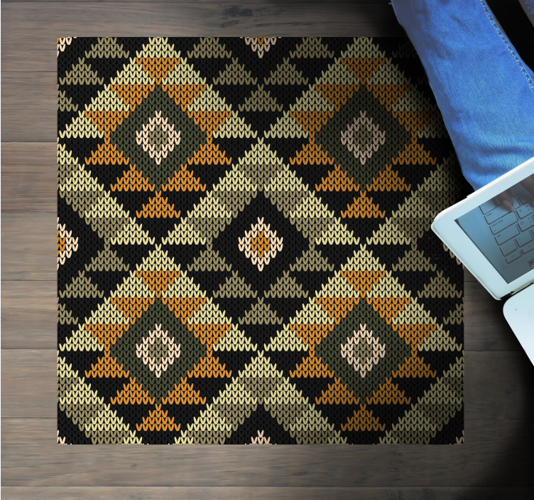 Diamond Patterned Textiles ethnic vinyl rug - TenStickers