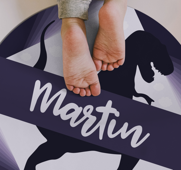 Velociraptor with name kids vinyl rug - TenStickers