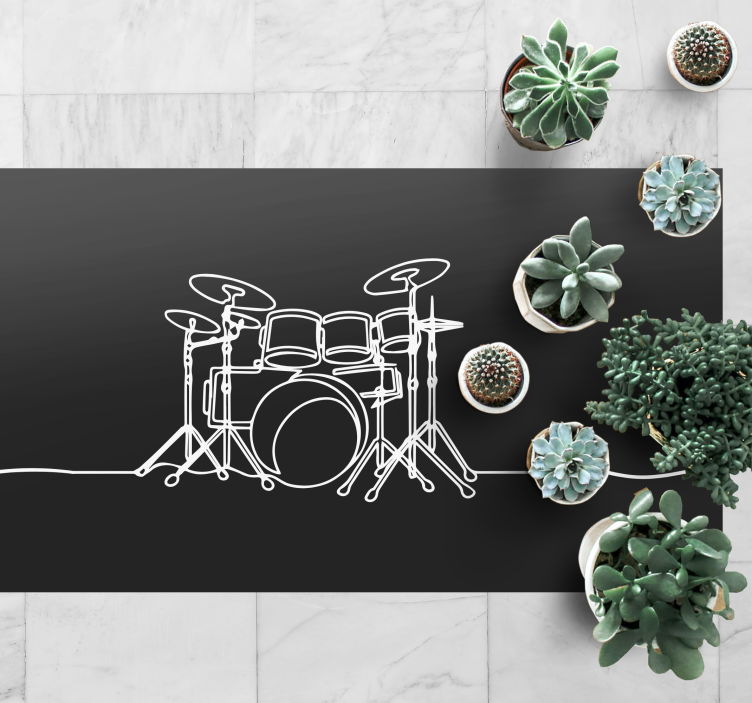 Drum Set Silhouette teen vinyl rug - TenStickers