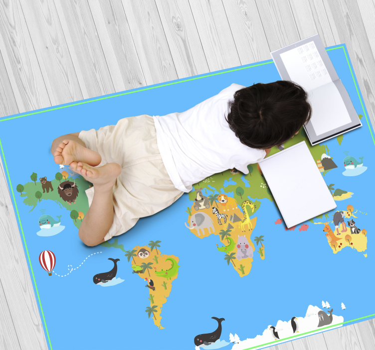 Educational World world map vinyl rug - TenStickers
