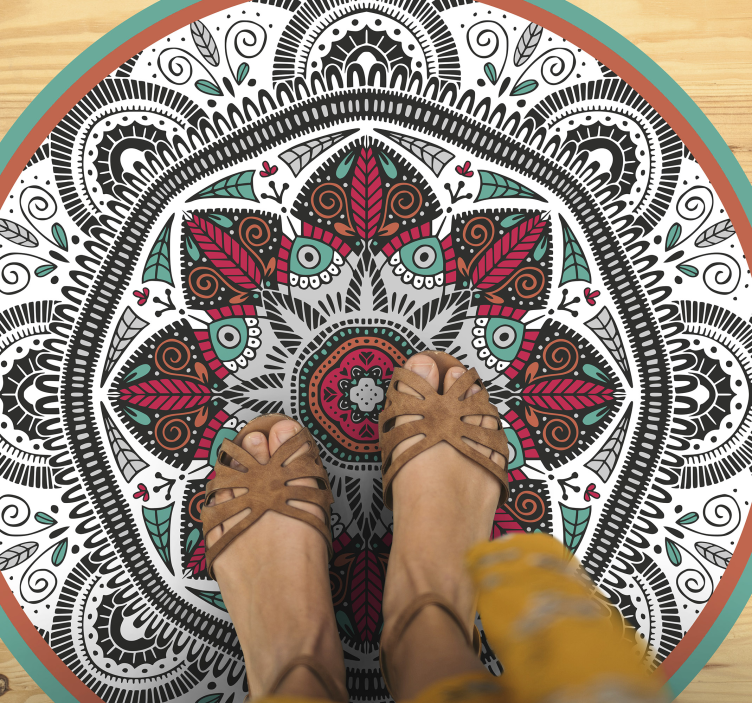 Circular grey focus mandala vinyl rug - TenStickers
