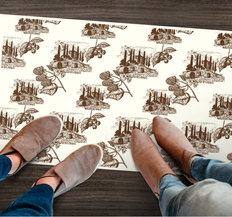 Elegant beige scene vintage vinyl rug - TenStickers