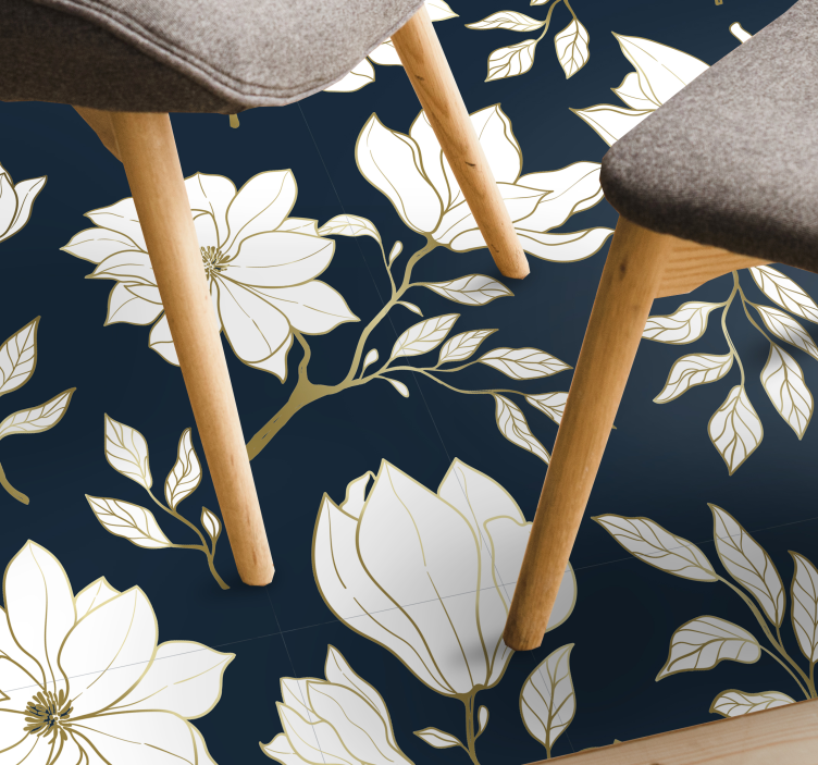Elegant Magnolia Blooms living room vinyl rug - TenStickers